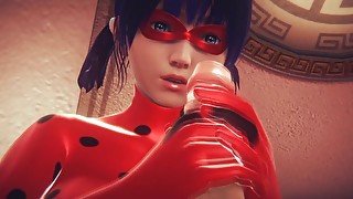 LadyBug: rubs her ass in latex with a hard cock