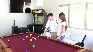 Playing billiards and fucking hot chick