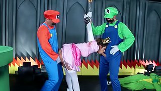Mario and Luigi fucking the big tit princess for real