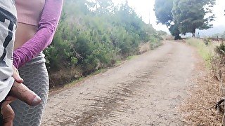 She pulls my dick out of her pants on public road so I can pee