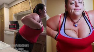 Pussy show from spun chubby mistress stripping in the kitchen