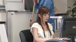 Janitors fuck the sexy secretary that stayed late at work