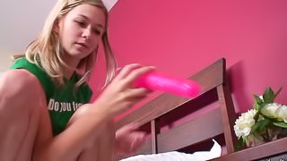 He oils up the hot teen chick and toys her pussy from behind
