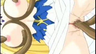 Busty hentai blonde princess wrapped and fucked by tentacles
