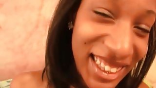 Pretty black girl sucks a dick with lust