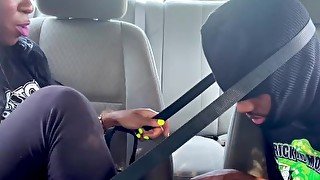 FOOT GAGGING MY SLAVE IN THE CAR