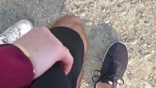 Handjob in public during a walk (almost caught)