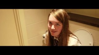 British Schoolgirl Pissing on the Toilet