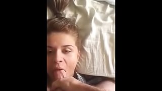 Horny amateur girl gets facefucked and cum in her mouth by her boyfriend