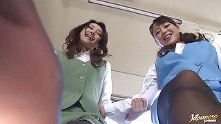 Anju Natsuki and Azumi Mizushima sits on face and rides cock