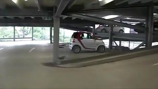 Blonde German Girl mastrubate and Fuck in Parking Garage