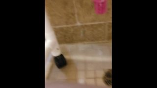 Disabled anal addict pees in the shower during lockdown ass filled