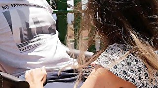 Public blowjob in the garden. Cum in mouth.