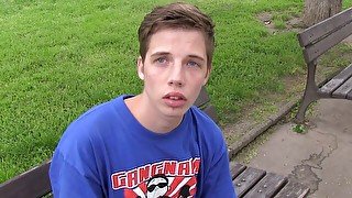 Twink in a hilarious t-shirt gets tenderized in POV