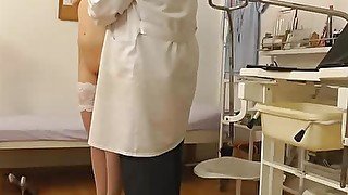 Doctor hidden cam in gyno clinic exam room