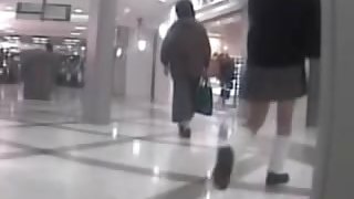 Asian schoolgirl was skirt sharked inside of a shopping mall