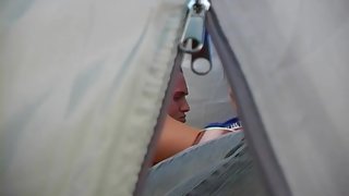 Brunette teen girl fucking in a tent