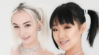 Interracial chicks Saya Song and Chloe Temple are both enjoying anal sex
