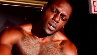 two fit ebony dudes wearing capes sucks and fucks on the stage