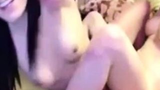 Lesbians Scissor Cam with Toy in Middle