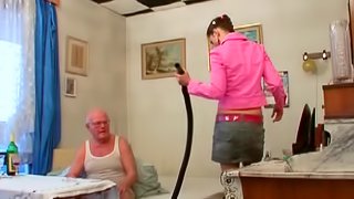 Stunning brunette bitch has hot sex with cocky old fart
