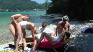 extreme wild german public groupsex orgy at the lake