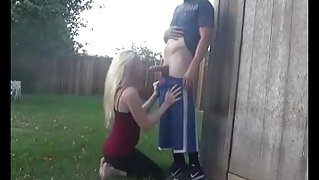 Sucking cock outside home