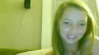 Naughty girl dancing wildly in front of the webcam
