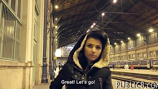 Amateur brunette Eurobabe pussy nailed in exchange for money