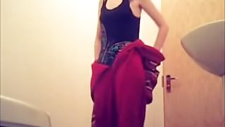 Intense masturbation of girl that slid her pants down