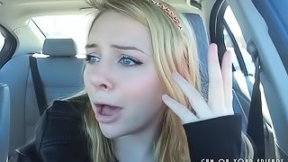 Cute Blonde In Her Car