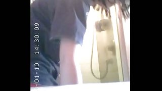 Cute brunette teen hidden shower cam