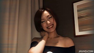Asian seductress Nene Iino gives a hot blowjob to her lover