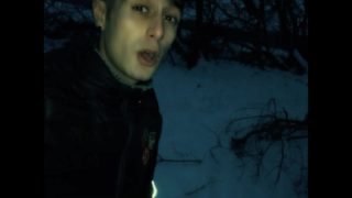 Middle eastern teen piss on the frozen lake - thick cock