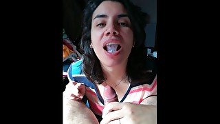 Double Quickie! Cum mouthful swallow and facial cleanup and swallow!