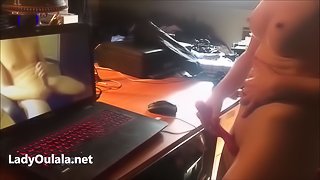 I Help her Cumshot in front of her Webcam