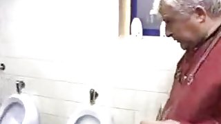Hardcore sex in a public restroom.