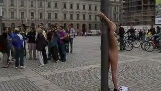Pretty Blonde Gets Tied To A Pole Butt Naked Before Getting Fucked Blind Folded