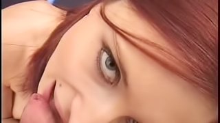 Redhead teen gives a wonderful blowjob to her boyfriend