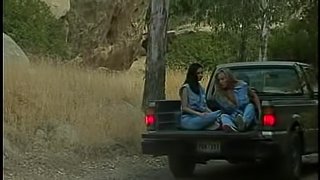 Horny farmer going for two busty babes' wet pussies