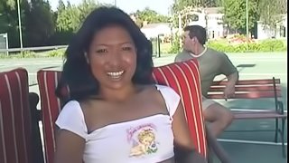 Outdoor hardcore with a steaming hot Asian chick