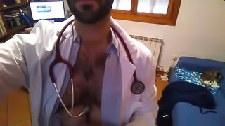 Hot doctor stripping and cumming