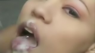 Homemade video of a girl enjoying facial cumshot