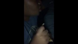 Ebony BBW sucking his dick at the truck stop