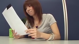 Public sex action when an Asian girl fucks during a job interview