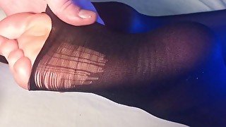 Cum inside nylon sock
