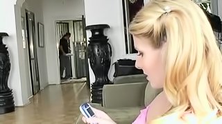 Small boobed blonde receives a hard dick up her virgin asshole