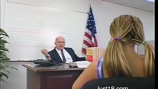 Topanga gets her pussy fucked deep on the headmaster's desk