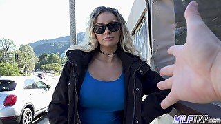 Sexy milf Kenzie Taylor agrees to suck a dick of one young vlogger