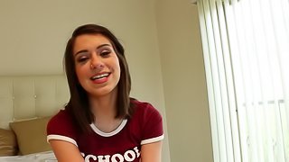 Barely legal teenage babe in a behind the scenes porn video